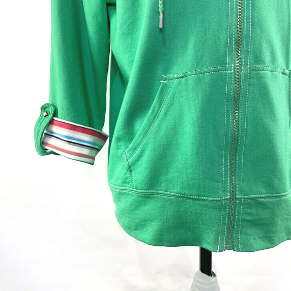 Silver Wear Lightweight Zip Up Jacket Women's Size Large Green 3/4 Sleeves - Picture 4 of 7